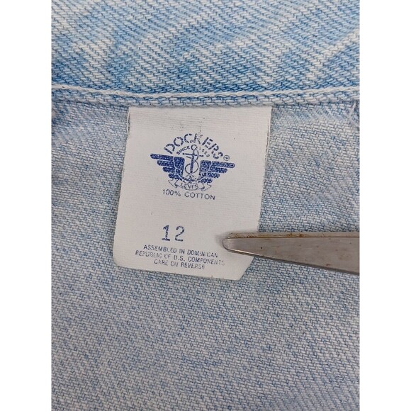 Vintage Dockers Skirt Denim Sz 12 Made in USA Long Light Blue - Picture 9 of 10